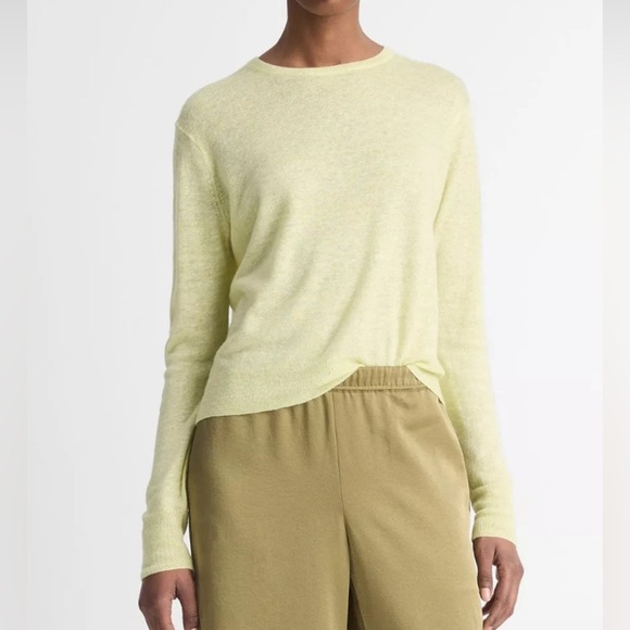 Vince Tissue Weight Linen, Silk, & Cashmere-Blend Top Citrine Size Small - Picture 1 of 8